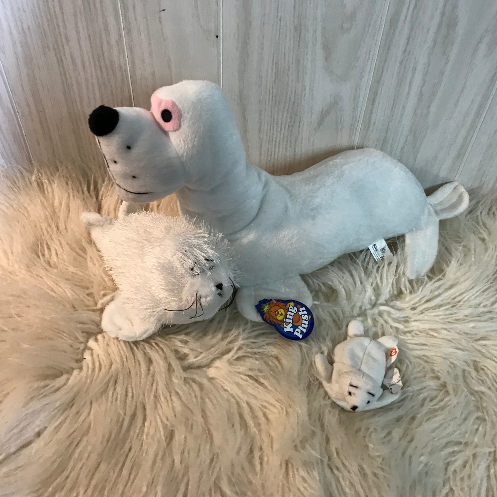 3 Plush stuffed white seals toys decoration soft cute